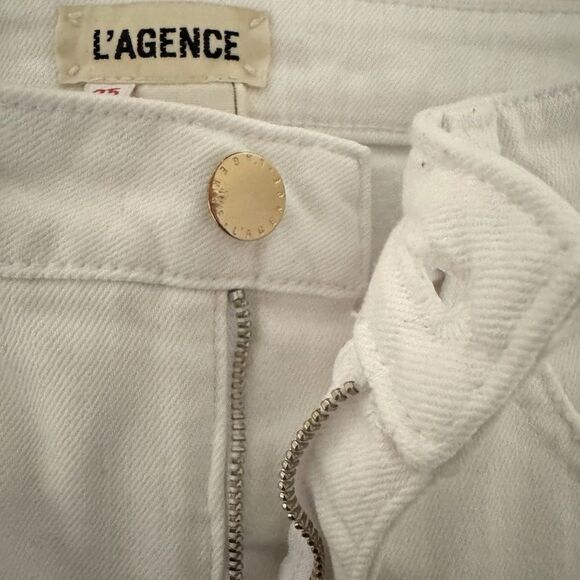 L’AGENCE ‘Audrina’ High Rise Jean In Blanc Worn Destruct Size 25 - Picture 11 of 12